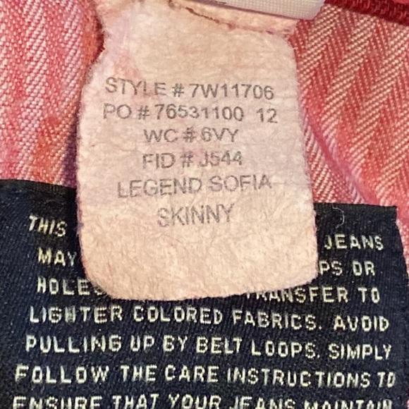 Lucky Legends Sofia Skinny Deep Red Jeans w Subtle Flower Print +MEASUREMENTS 31 - Picture 12 of 15